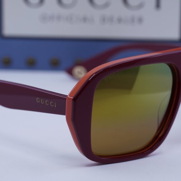 Final Price! Gucci GG1615S 003 Red/Orange/Ocher Sunglasses - Picture 2 of 10